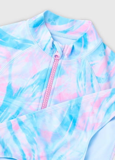 Girls Multicolour Palm Tree Zip Tankini (6-13yrs)