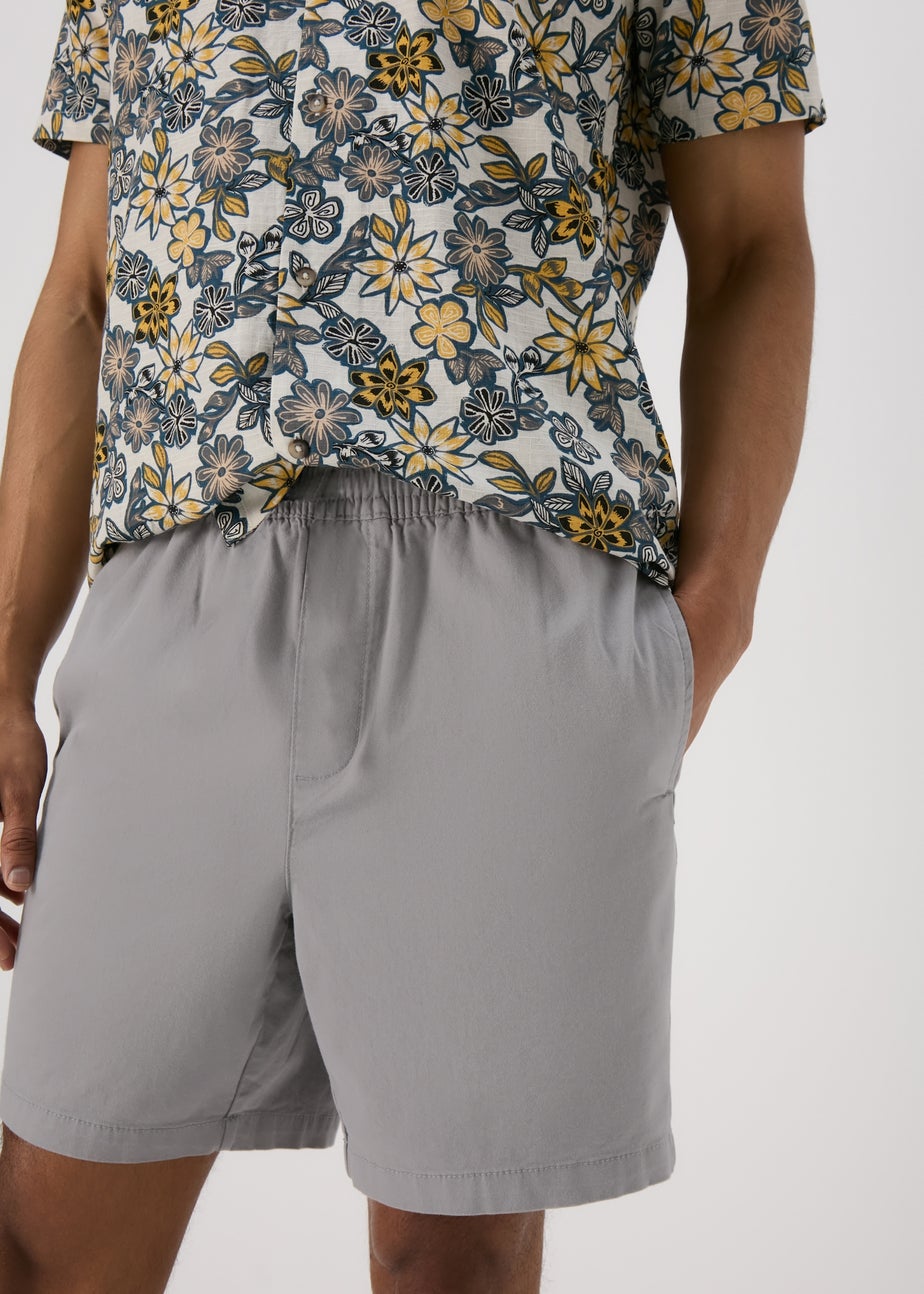 Light Grey Drawcord Chino Shorts