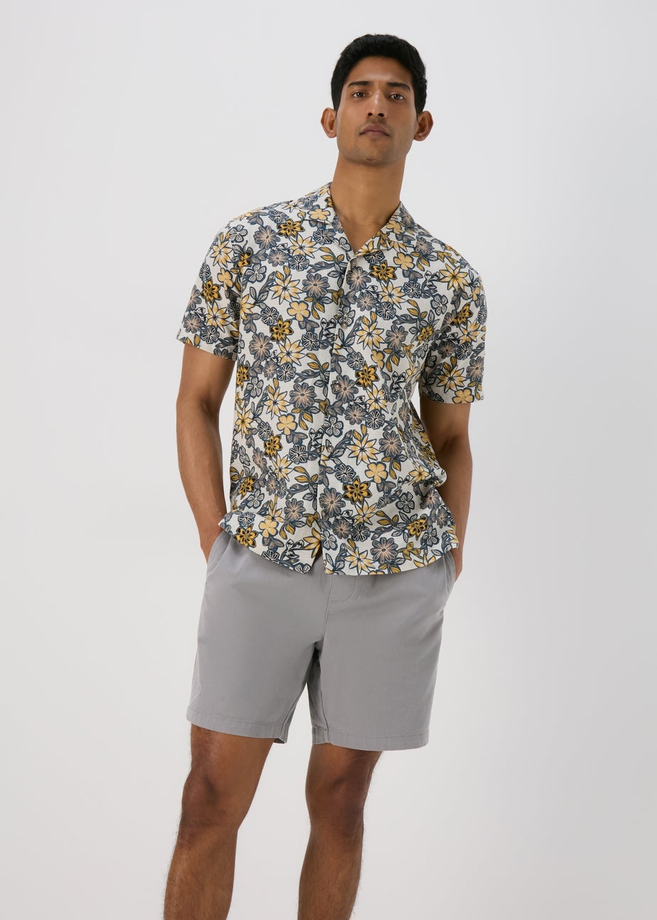 Light Grey Drawcord Chino Shorts