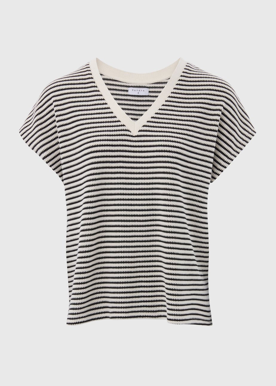 Black & White V Neck Top