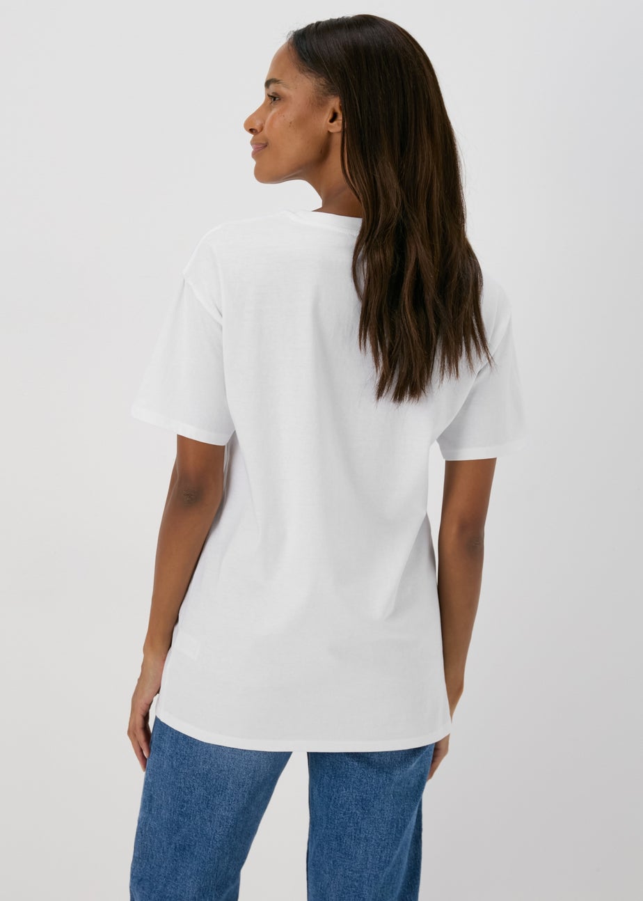 White & Pink Tropical Island Oversized T-Shirt