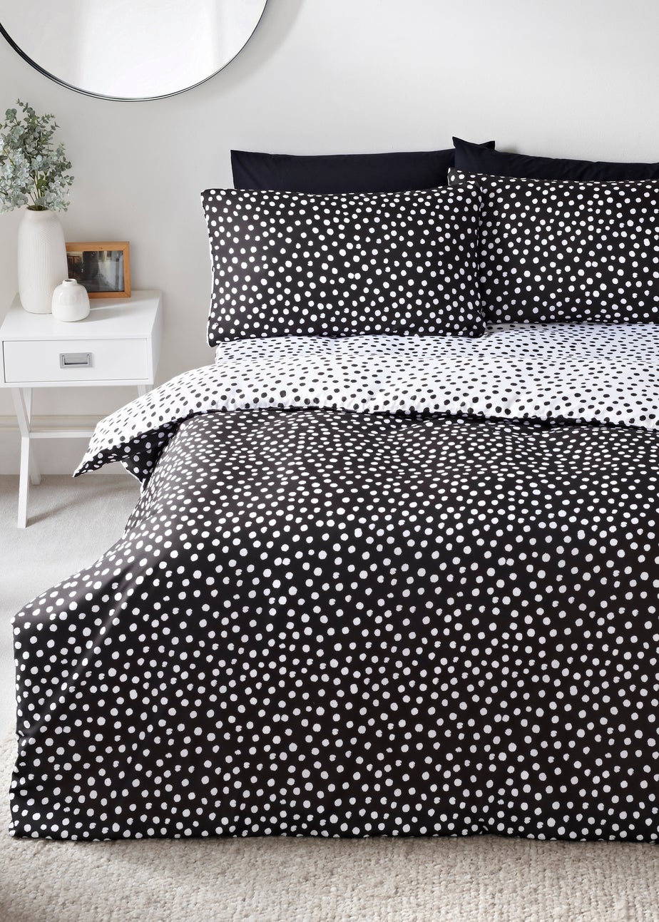 Black Mono Spots Print Duvet Set