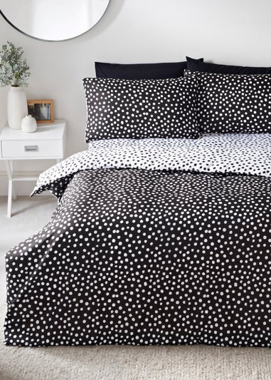 Black Mono Spots Print Duvet Set