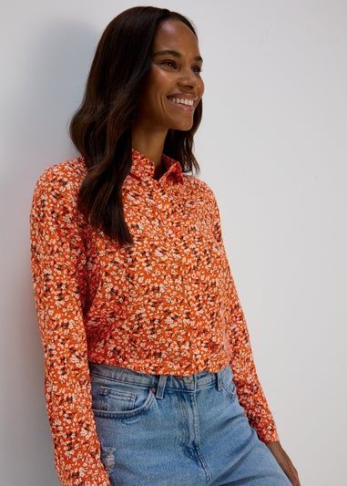 Orange Ditsy Viscose Shirt