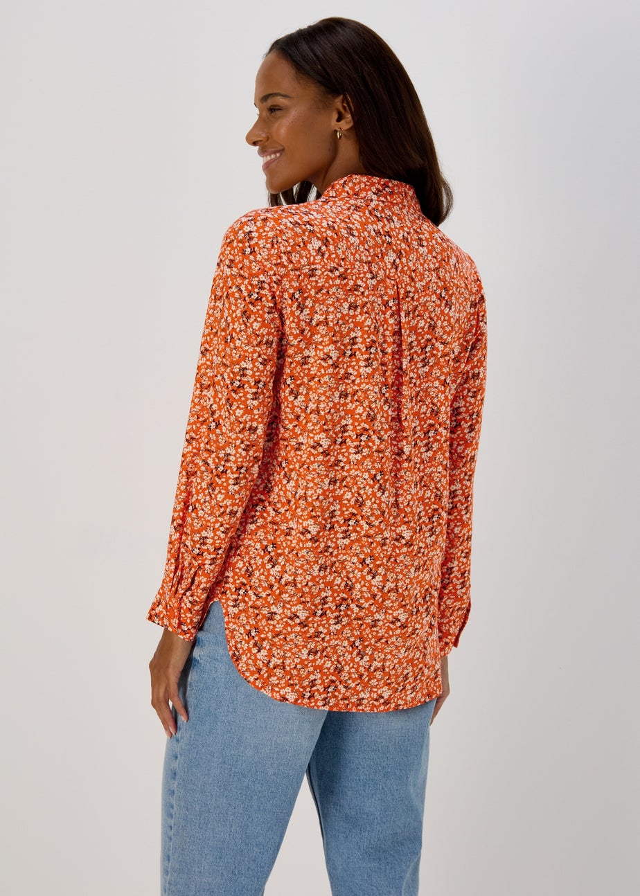 Orange Ditsy Viscose Shirt