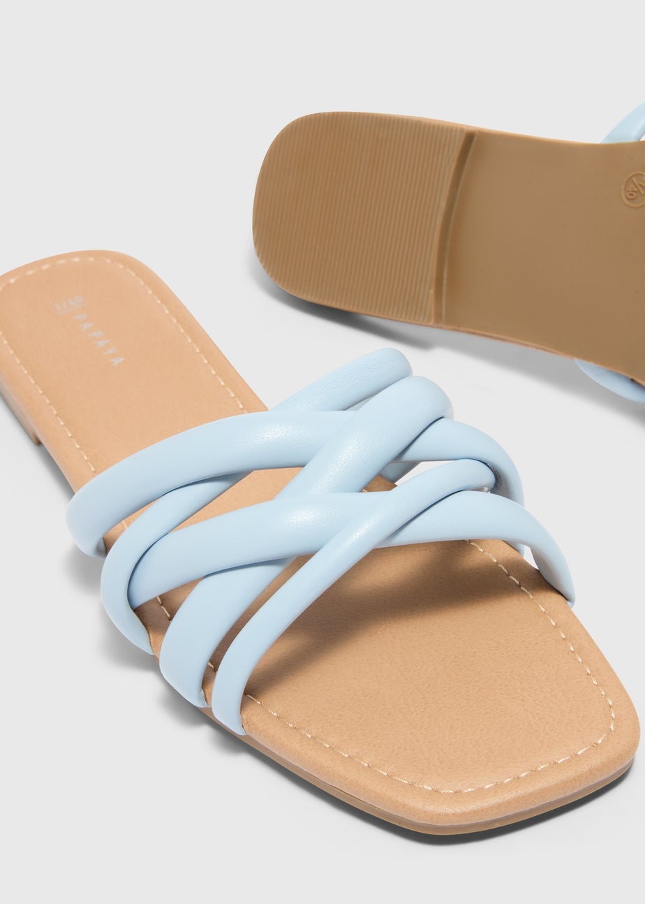 Blue Strappy Mules