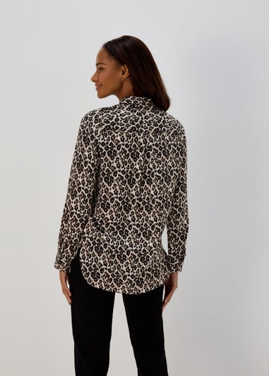 Brown Leopard Print Viscose Shirt