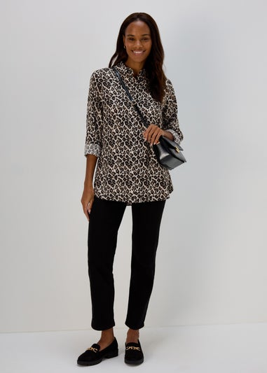 Brown Leopard Print Viscose Shirt