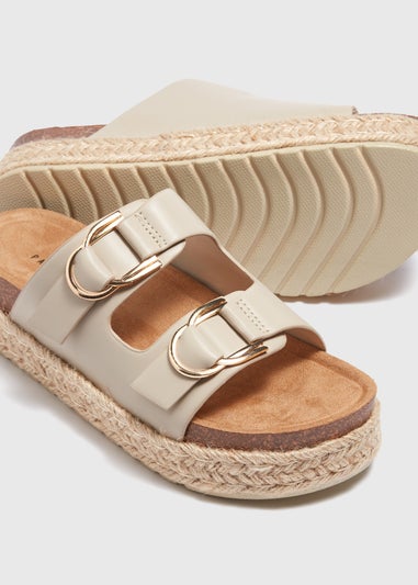 Stone Textured Double Buckle Footbed Sandals