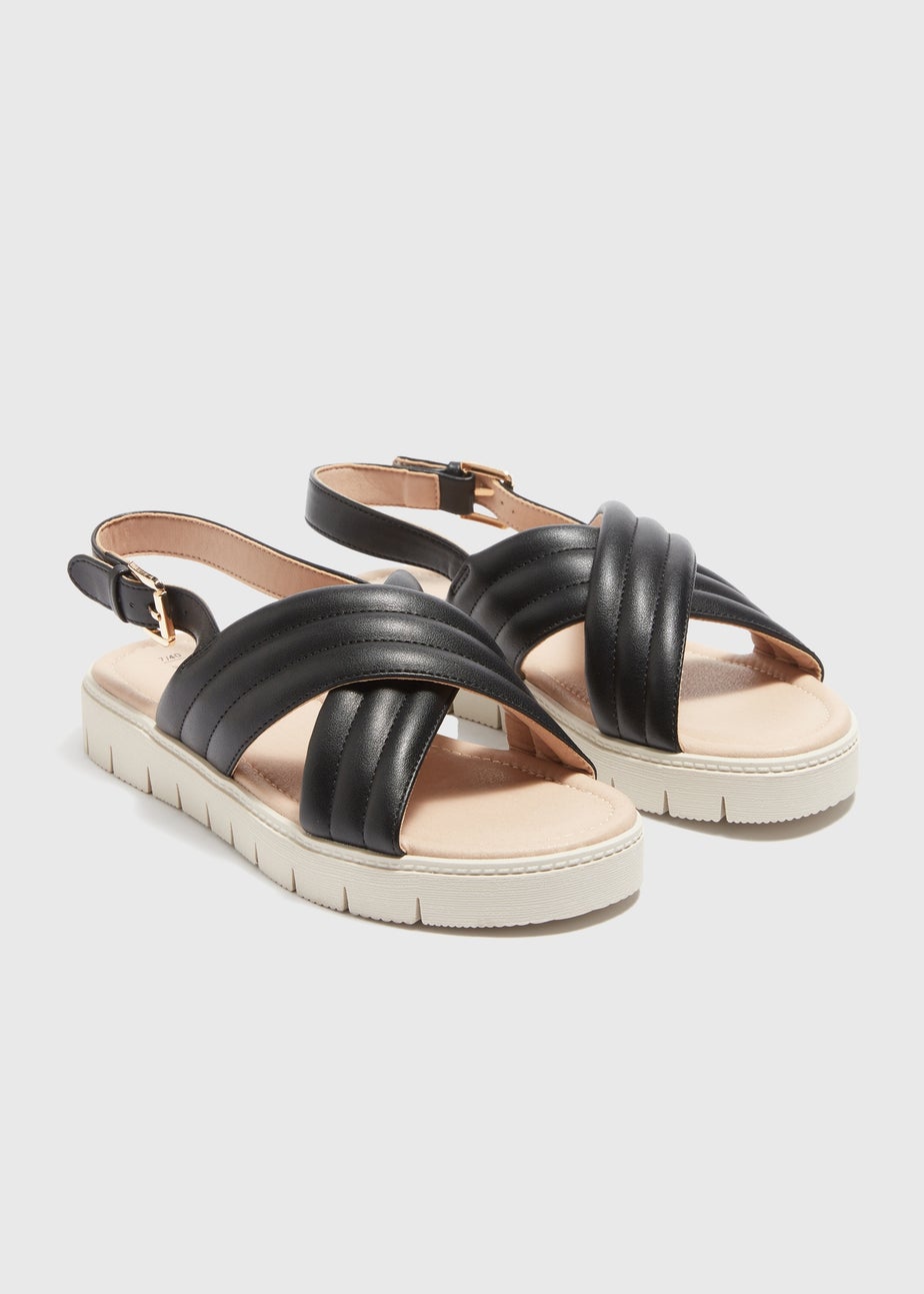 Soleflex Black Cross Strap Sandals