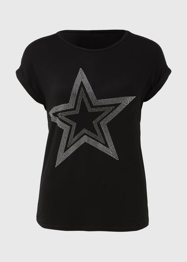 Black Glitter Star T-Shirt