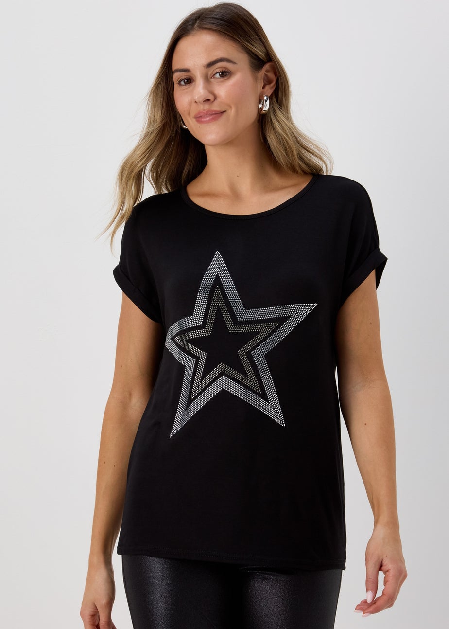 Black Glitter Star T-Shirt