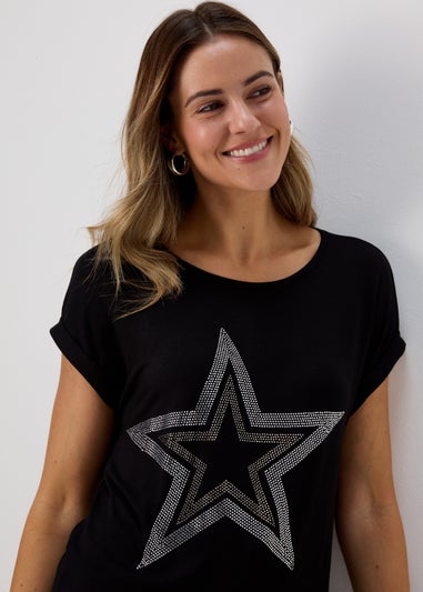 Black Glitter Star T-Shirt