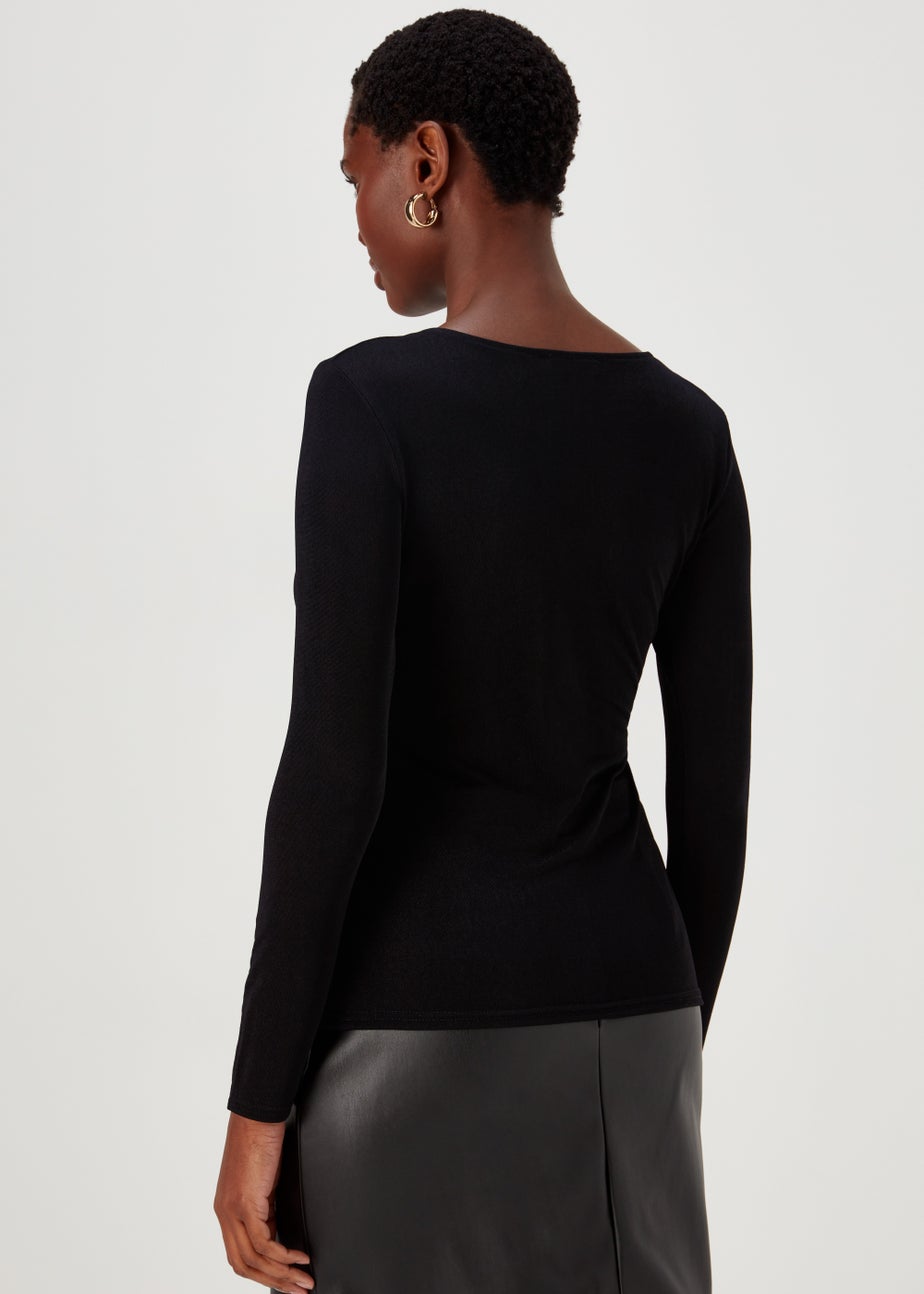 Black Front Knot Top