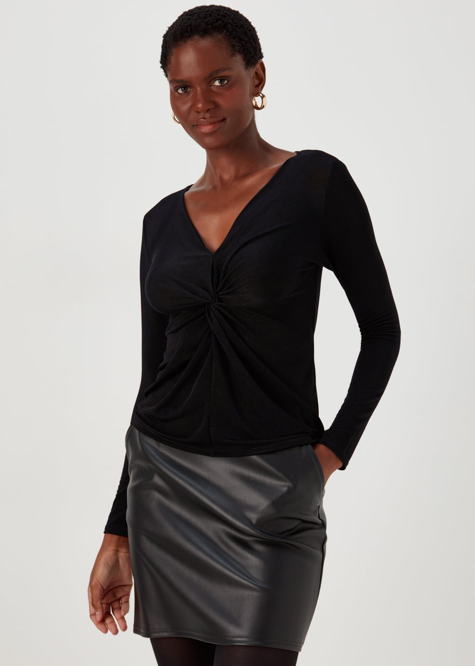 Black Front Knot Top