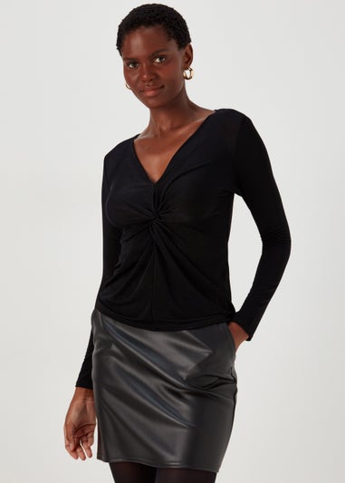 Black Front Knot Top