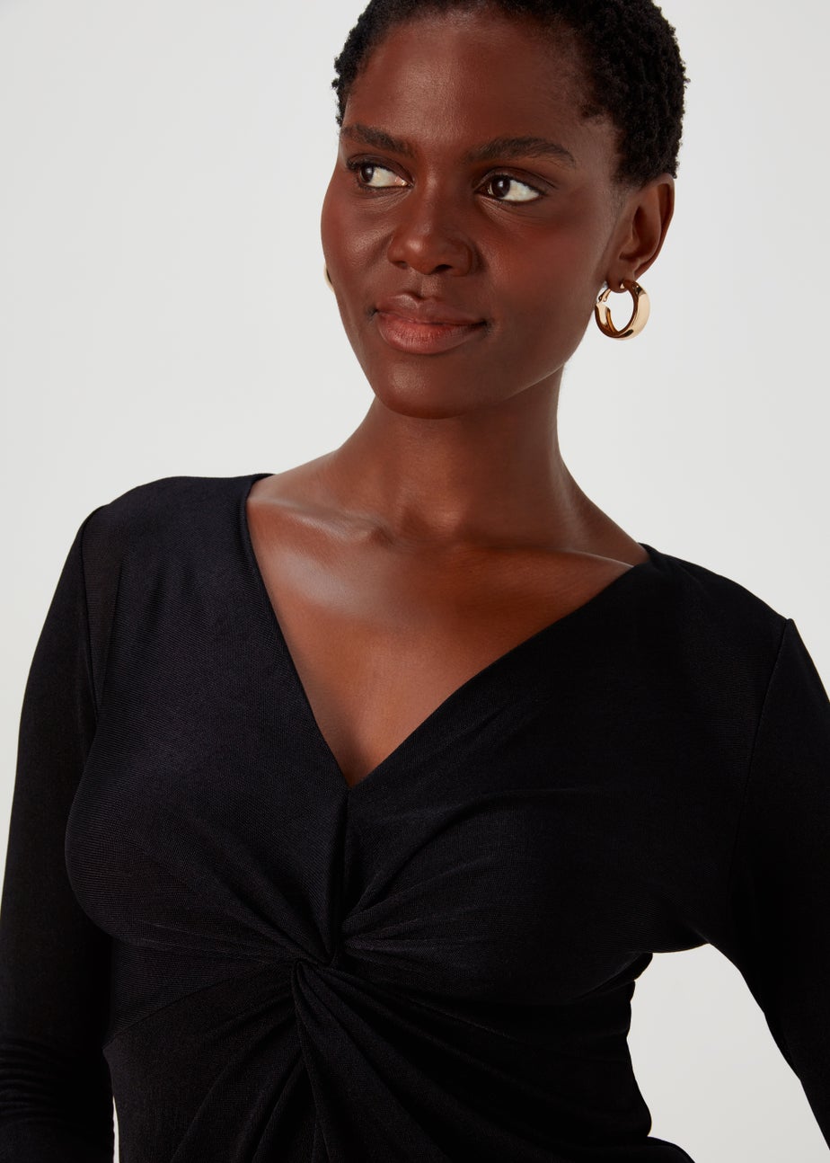 Black Front Knot Top