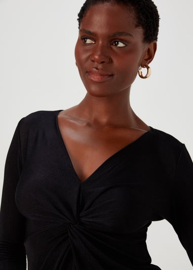 Black Front Knot Top