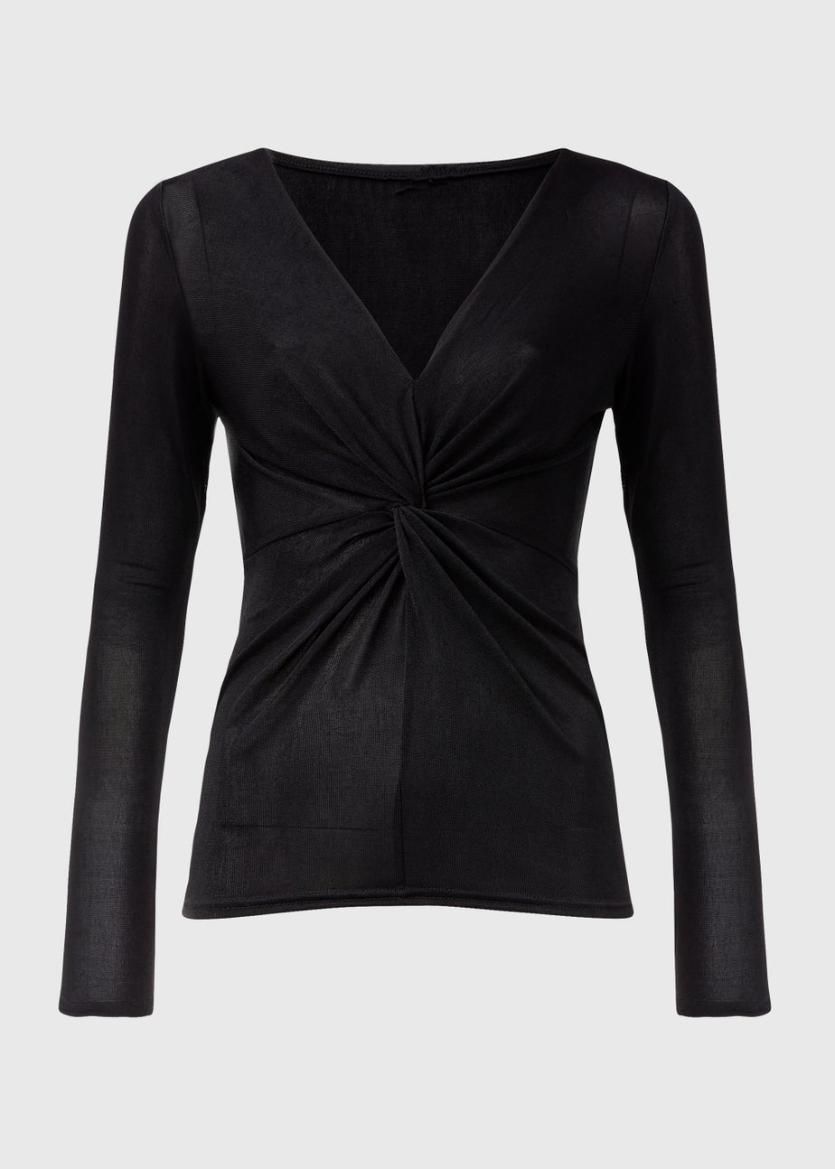 Black Front Knot Top