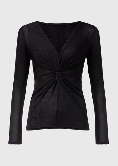 Black Front Knot Top