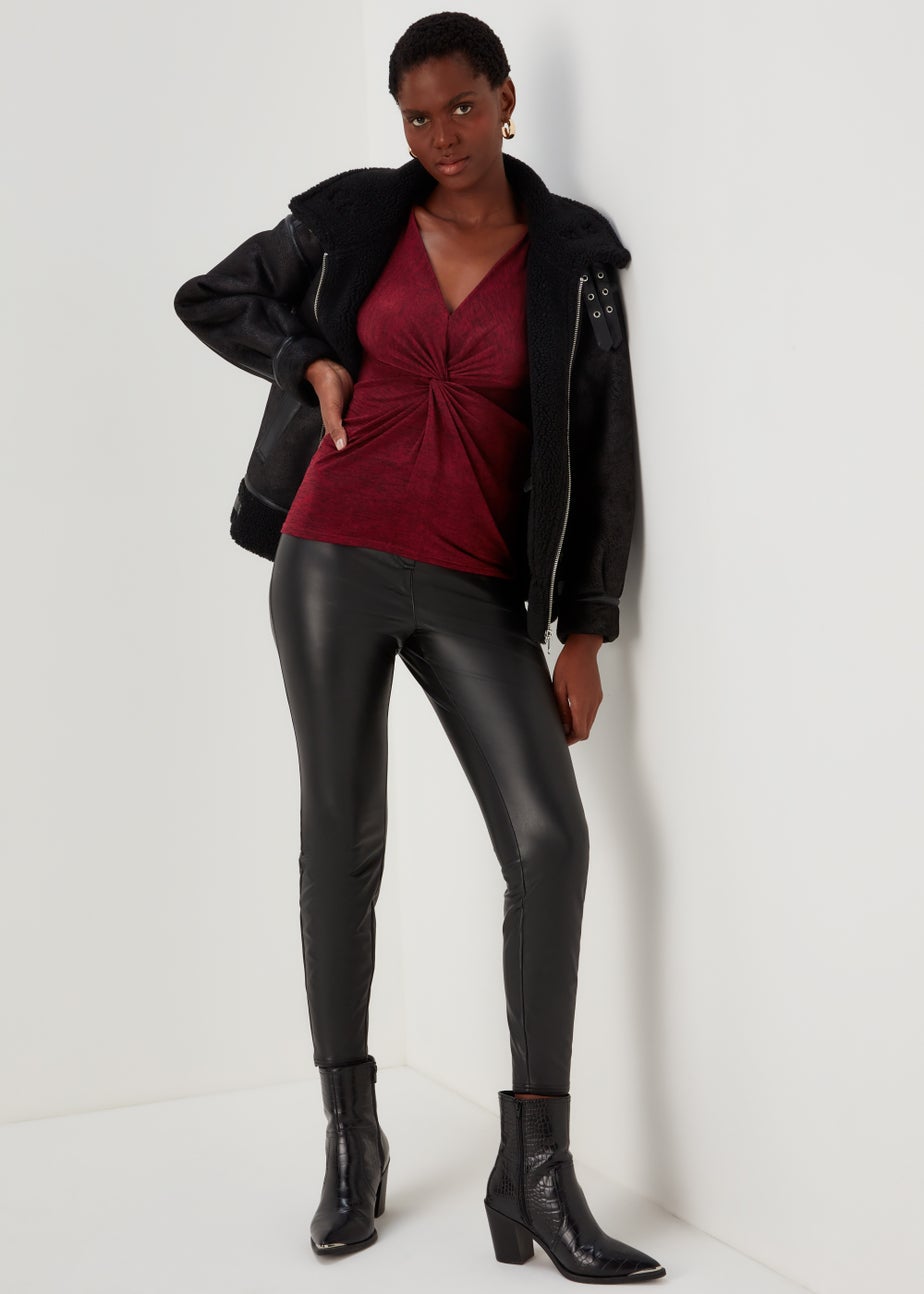 Burgundy Front Knot Top