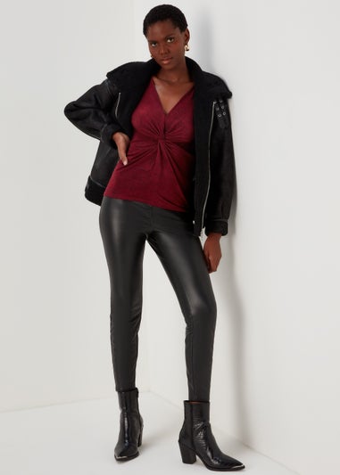 Burgundy Front Knot Top