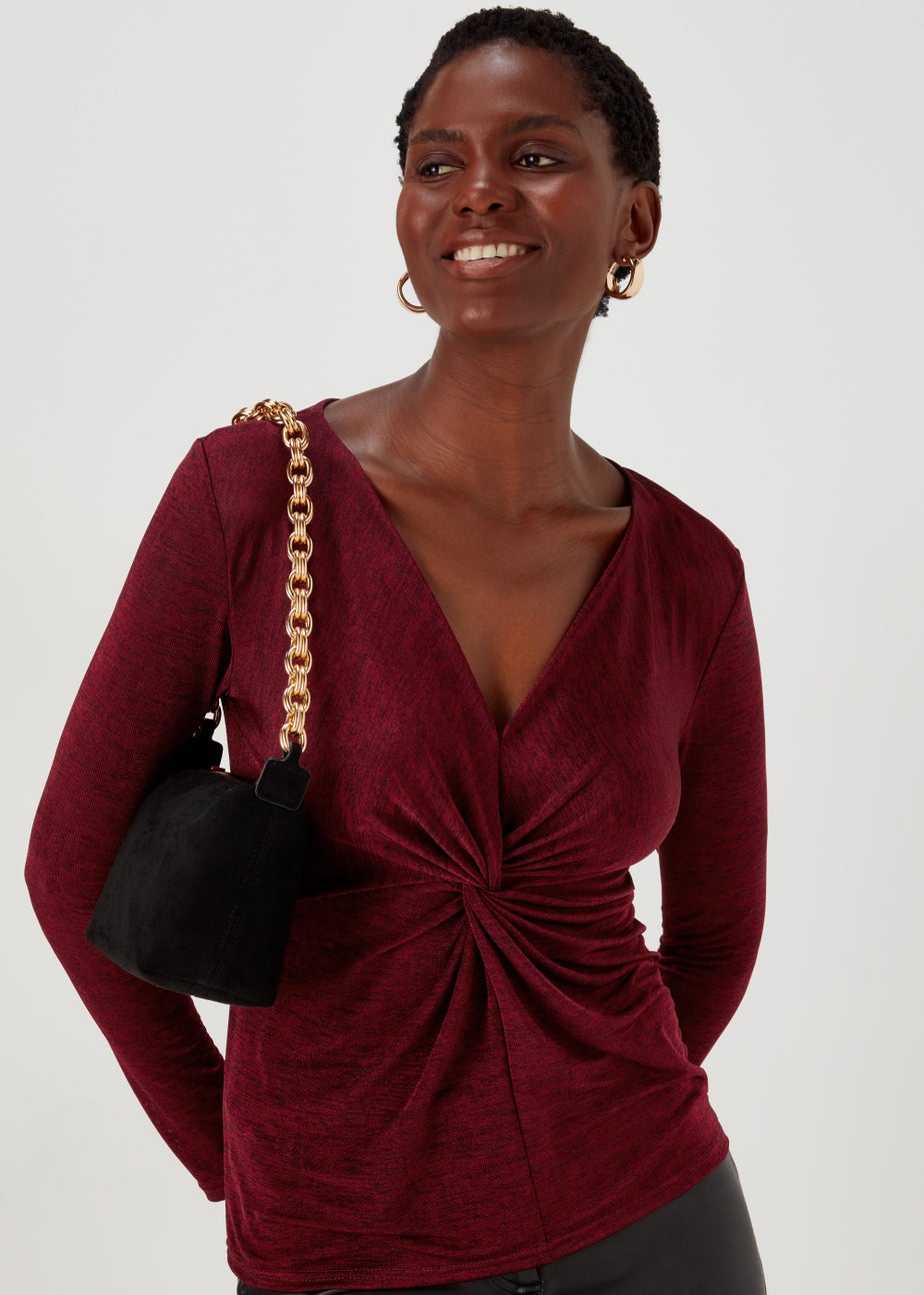 Burgundy Front Knot Top