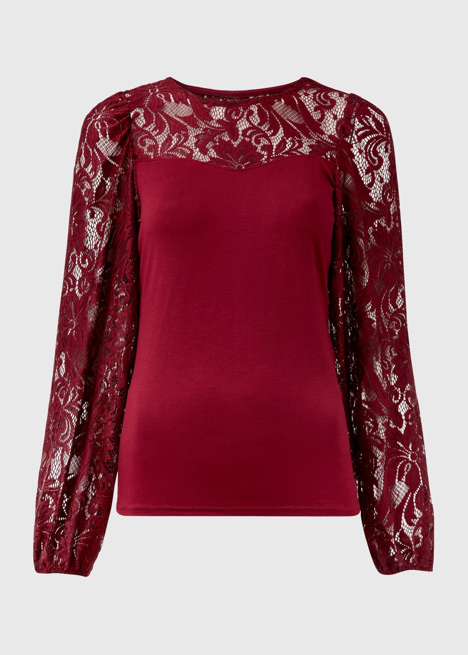 Burgundy Lace Long Sleeve Top