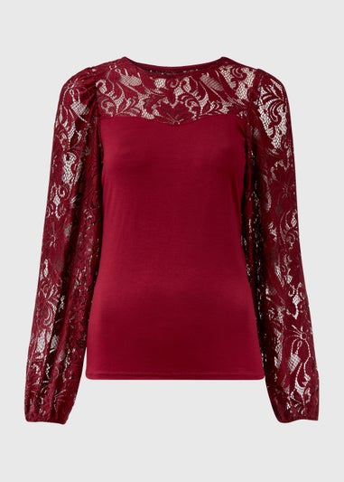 Burgundy Lace Long Sleeve Top