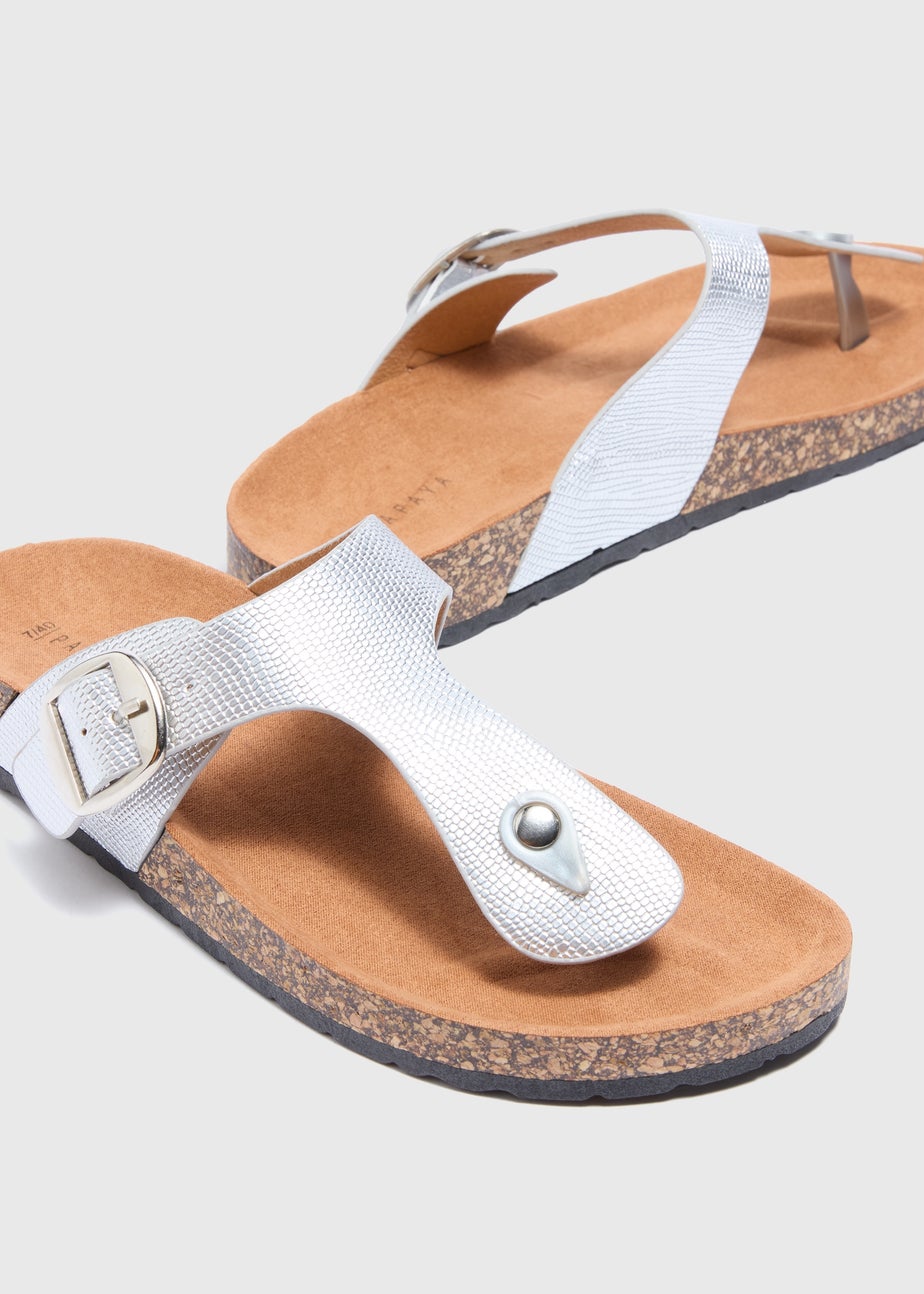 Silver Footbed Sandals