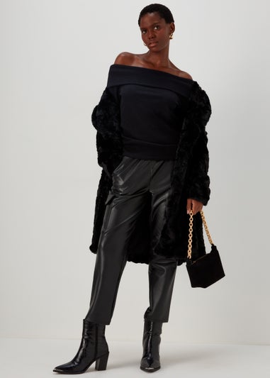 Black Bardot Ribbed Top