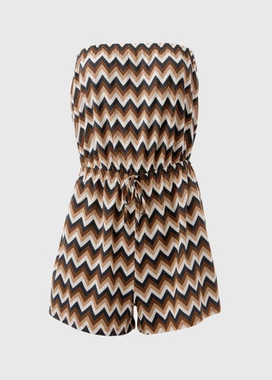 Beige Chevron Print Playsuit