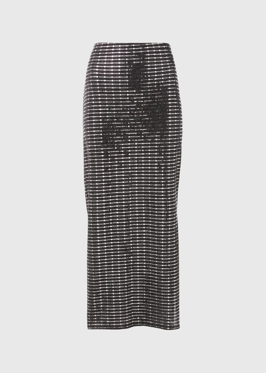 Silver Sequin Midi Skirt
