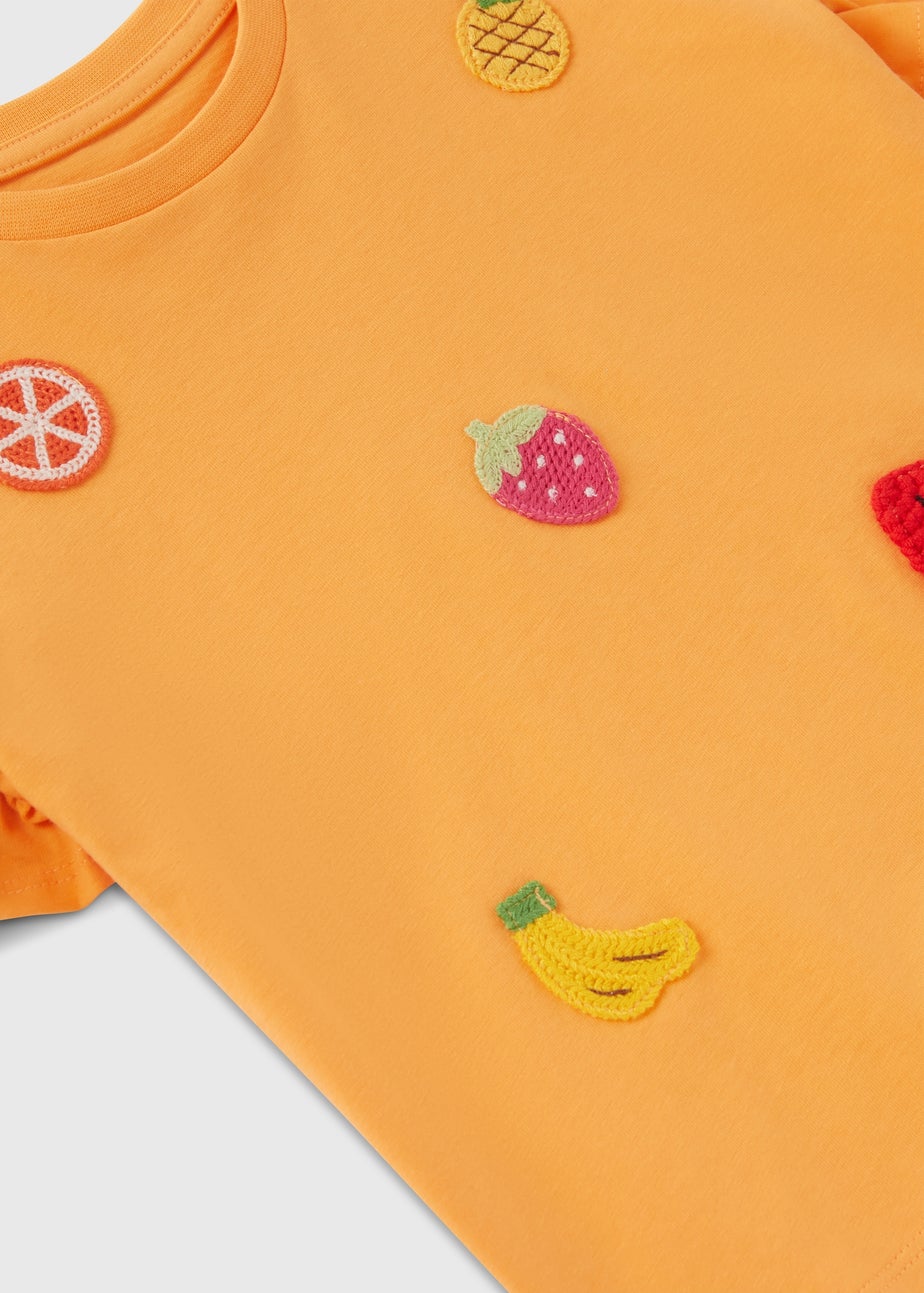Girls Orange Fruit Crochet T-Shirt (1-7yrs)