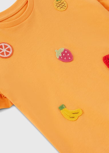 Girls Orange Fruit Crochet T-Shirt (1-7yrs)