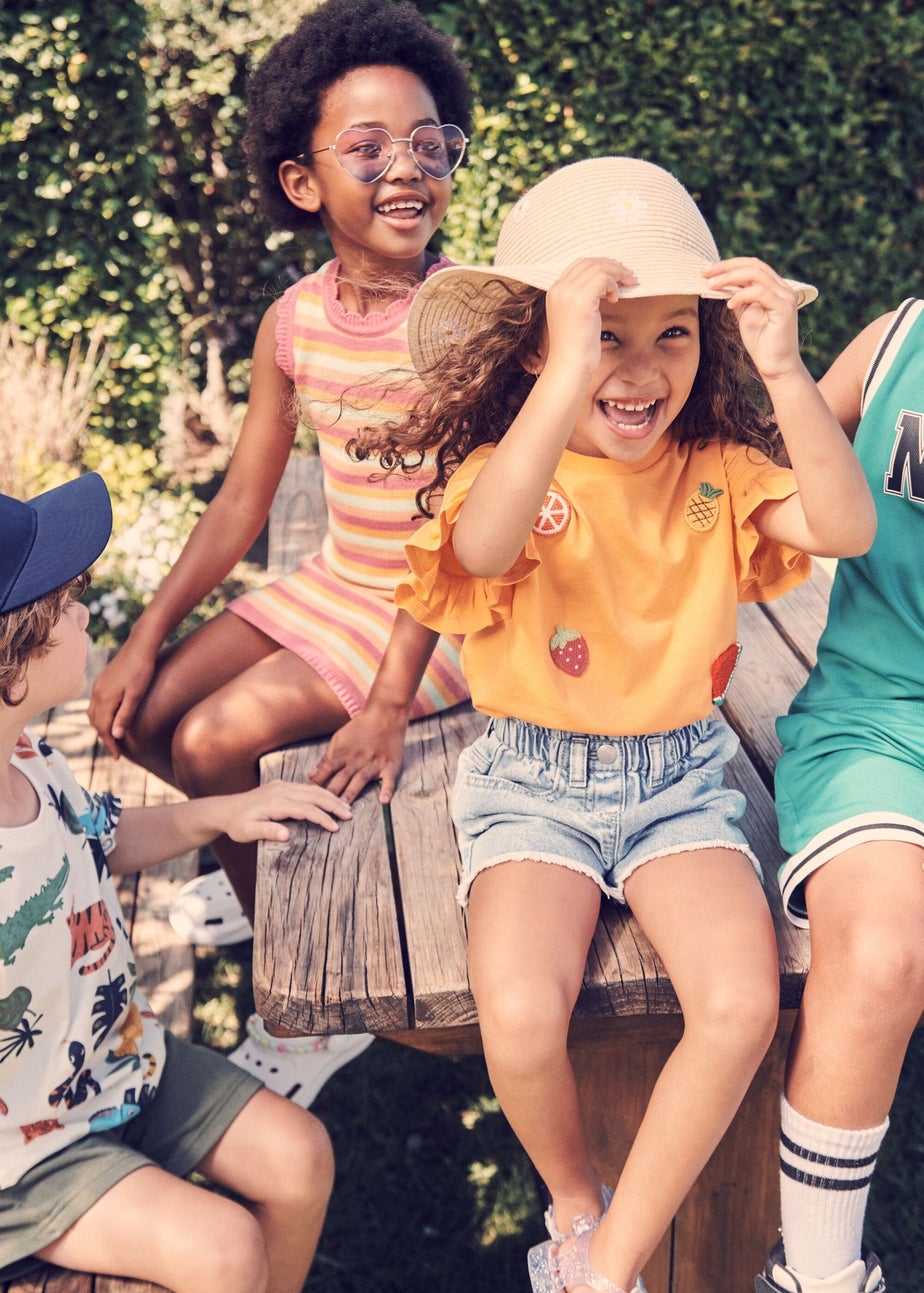 Girls Orange Fruit Crochet T-Shirt (1-7yrs)