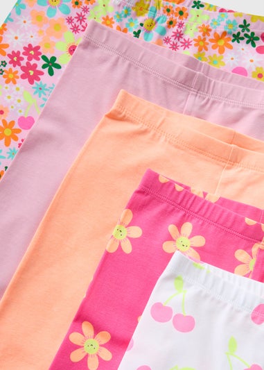 Girls 5 Pack Multicolour Floral Cycling Shorts (1-7yrs)