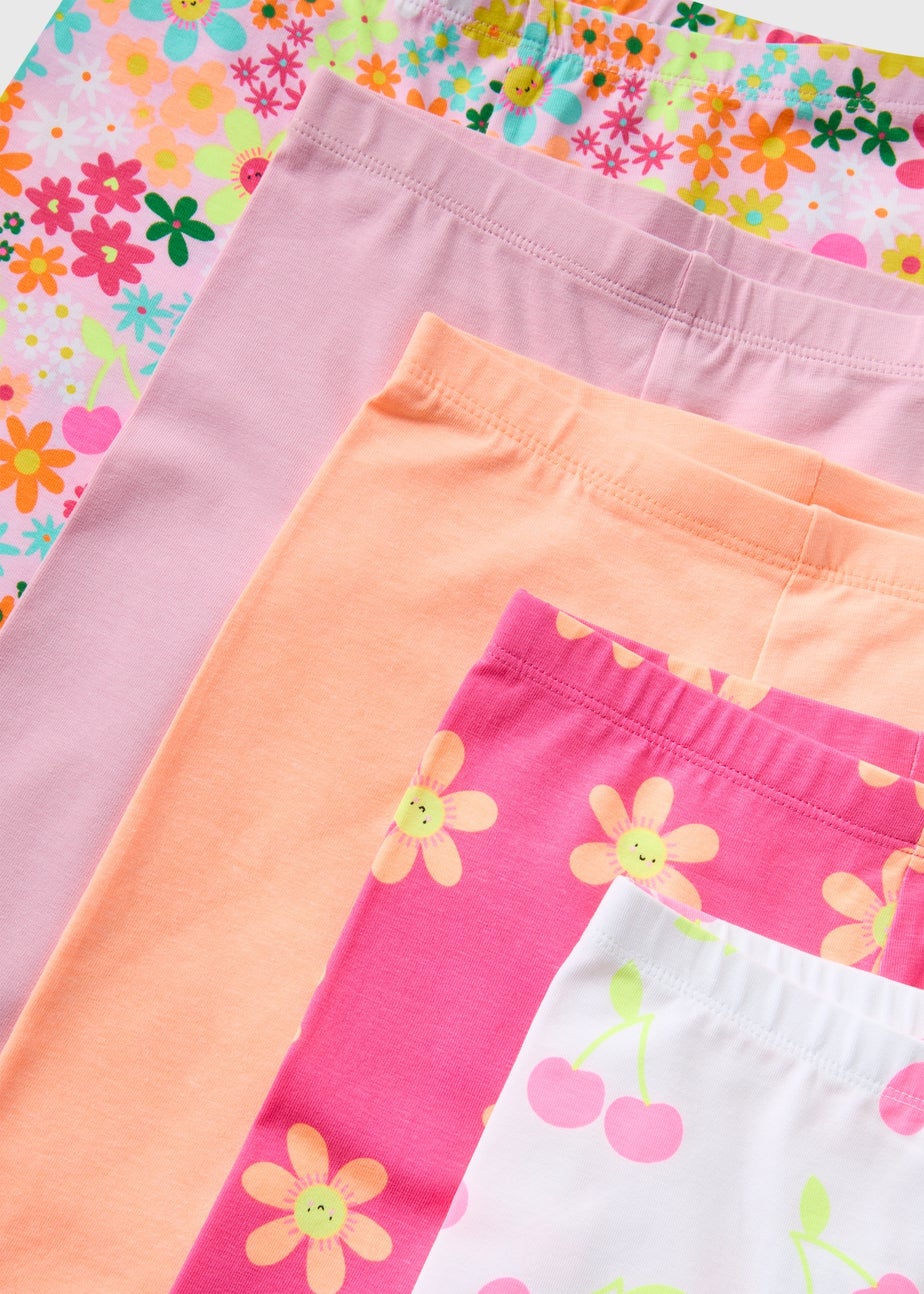 Girls 5 Pack Multicolour Floral Cycling Shorts (1-7yrs)