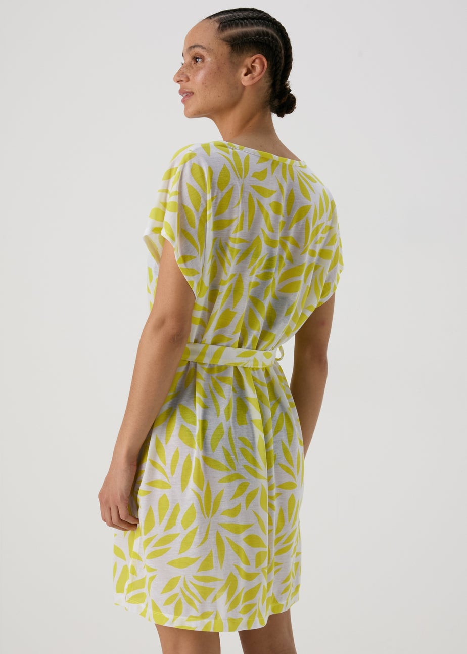 Lime Leaf Print Jersey Kaftan