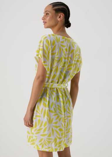 Lime Leaf Print Jersey Kaftan