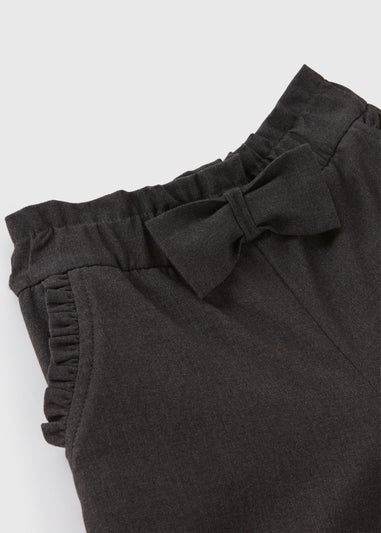 Girls Grey Bow School Shorts (3-13yrs)