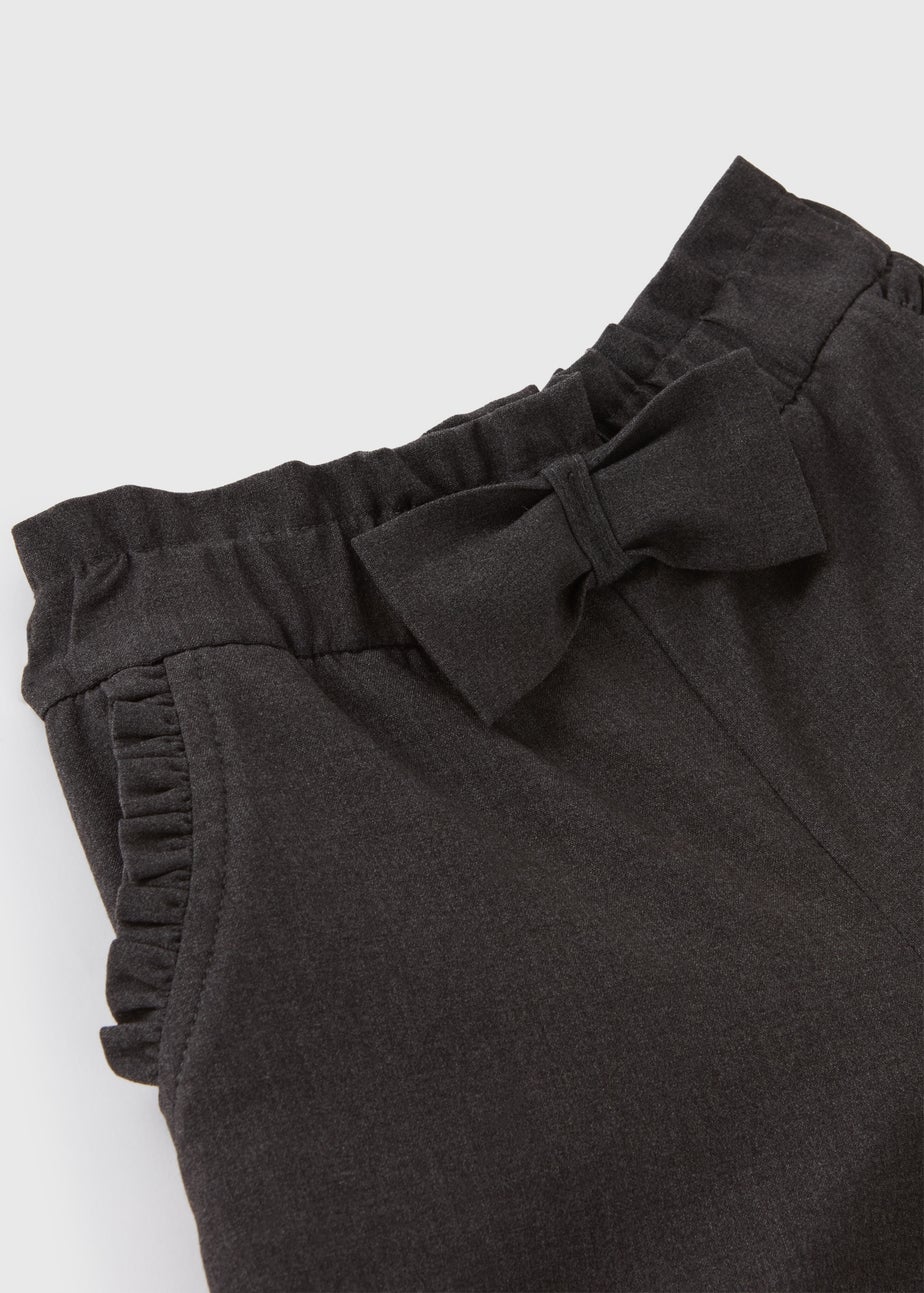Girls Grey Bow School Shorts (3-13yrs)