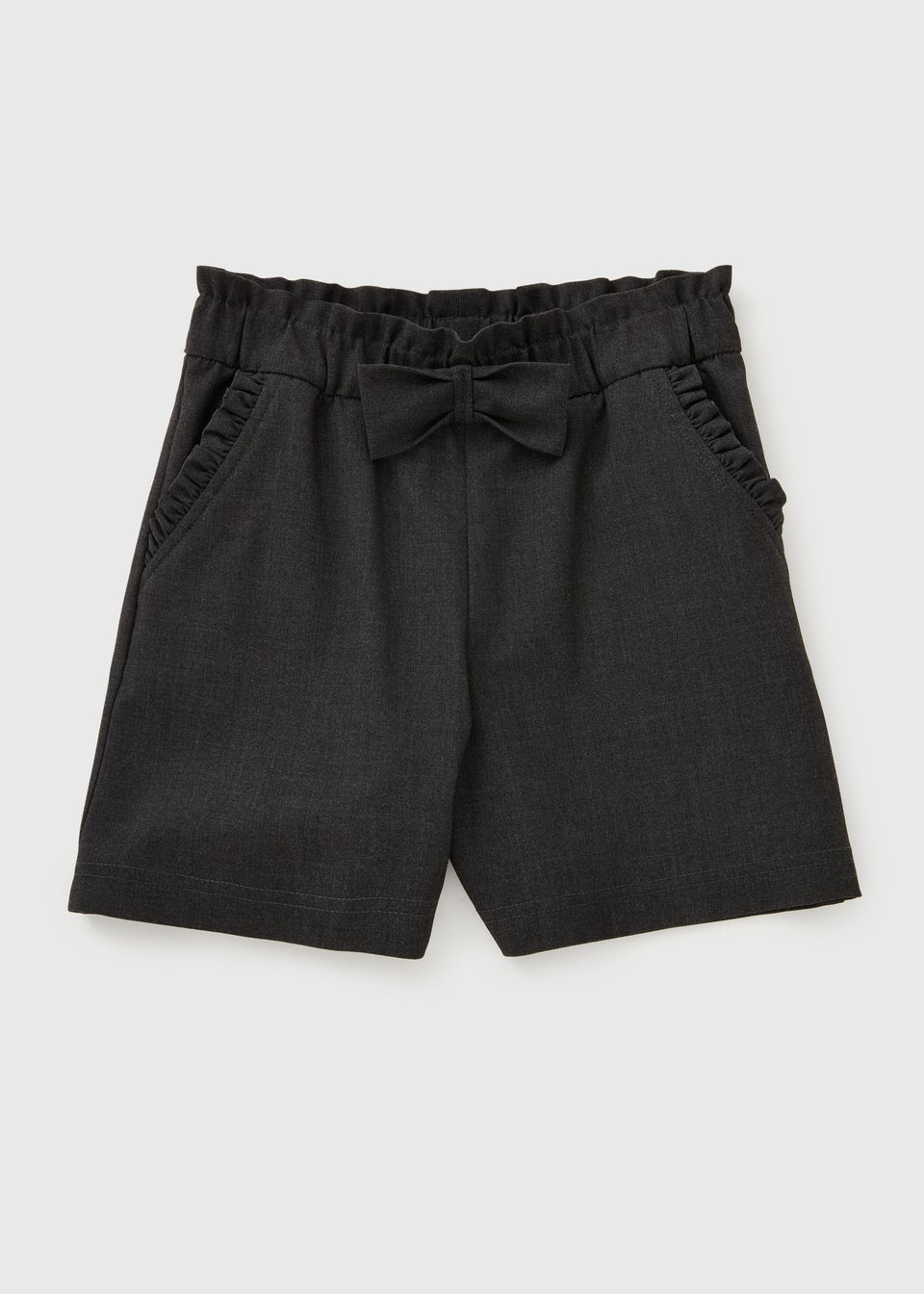 Girls Grey Bow School Shorts (3-13yrs)