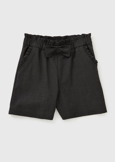 Girls Grey Bow School Shorts (3-13yrs)