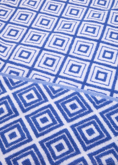 Blue Geo Jacquard Royal Towel