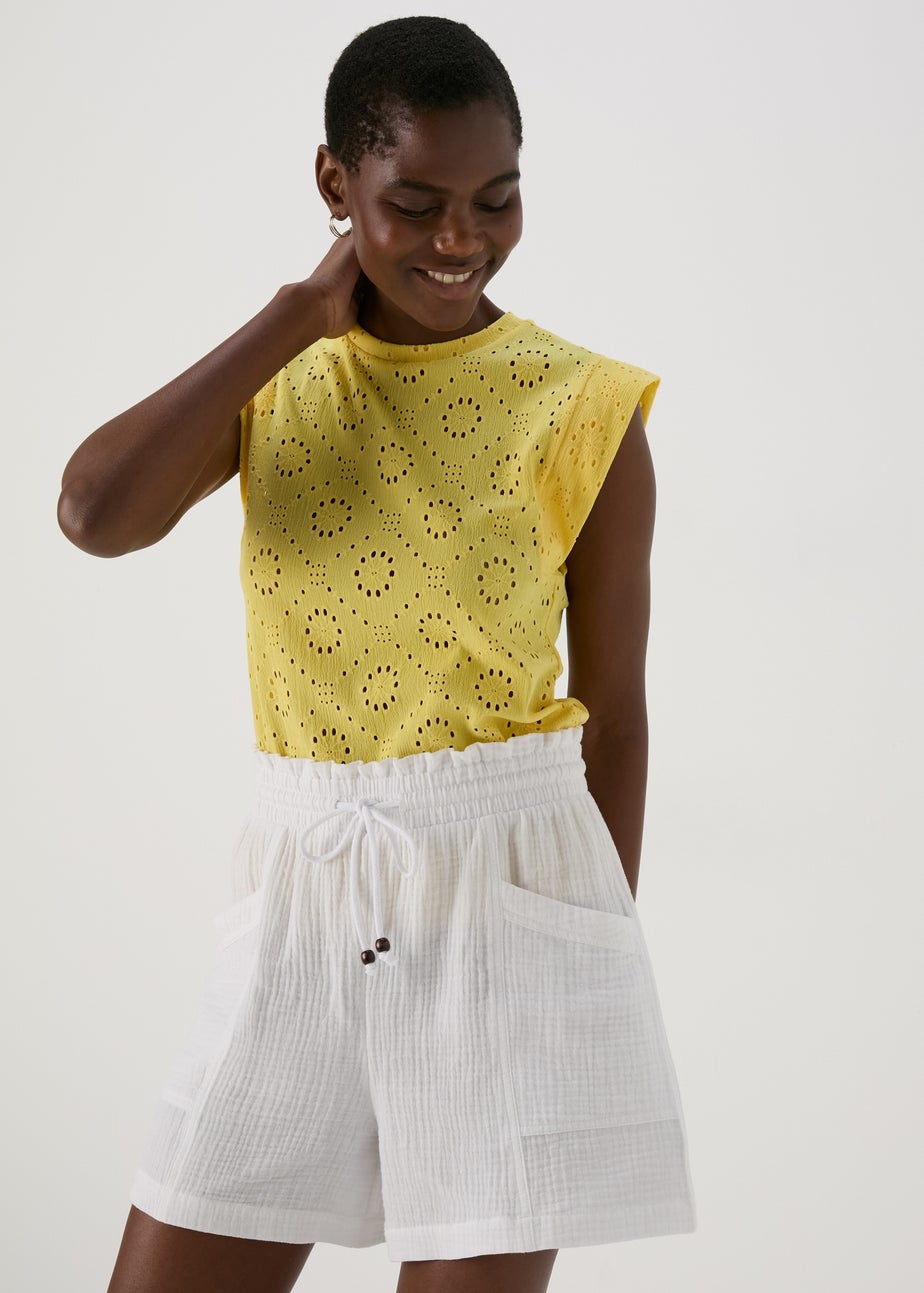 White Double Cloth Shorts