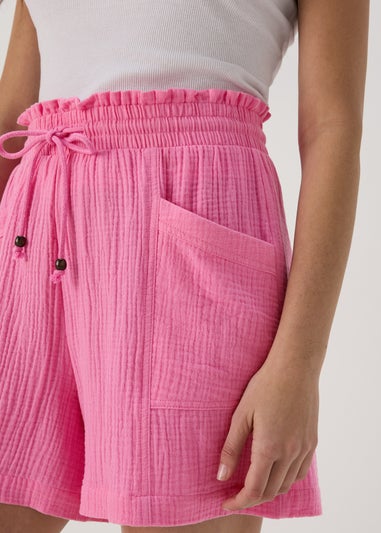 Pink Textured Shorts