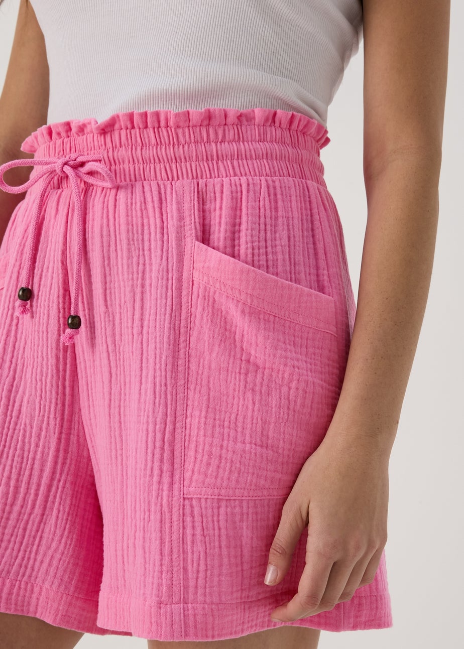 Pink Textured Shorts