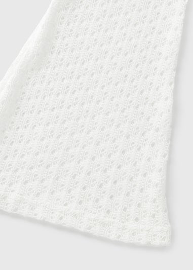 Girls Cream Lace Crochet Flare Trousers (7-15yrs)