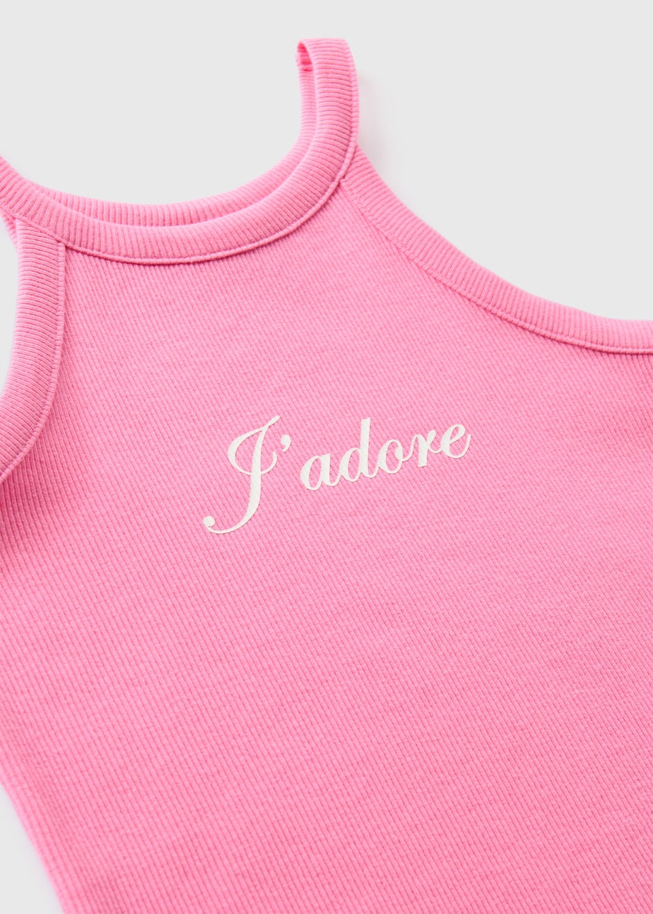 Girls Pink J'Adore Vest Top (7-13yrs)